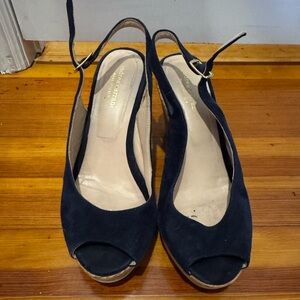 Nude Suede Wedge Sandals